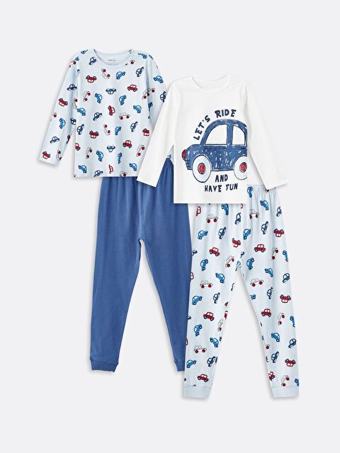 LCW baby Bisiklet Yaka Baskılı Erkek Bebek Pijama Takımı 2'li - W4CU34Z1-FDU