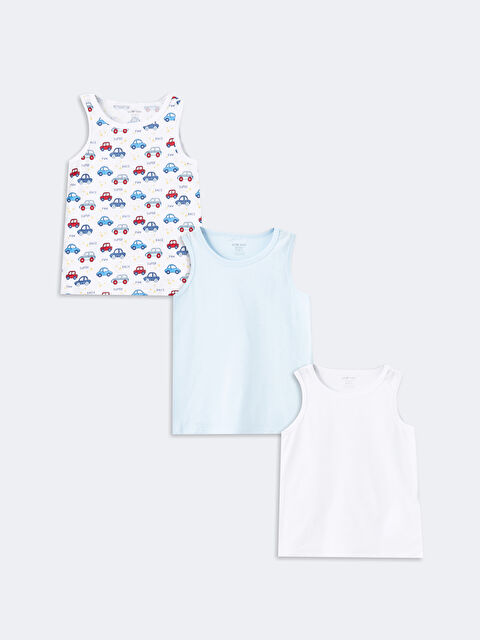 LCW baby Bisiklet Yaka Baskılı Erkek Bebek Atlet 3'lü - W4CU43Z1-LRA