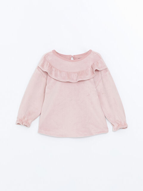 LCW baby Bisiklet Yaka Kadife Kız Bebek Pijama Üst - W4CU52Z1-G3K