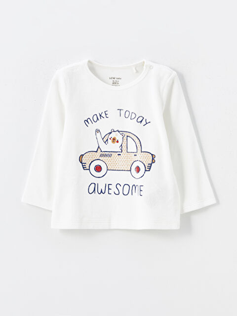 LCW baby Bisiklet Yaka Kadife Erkek Bebek Pijama Üst - W4CU55Z1-FDU