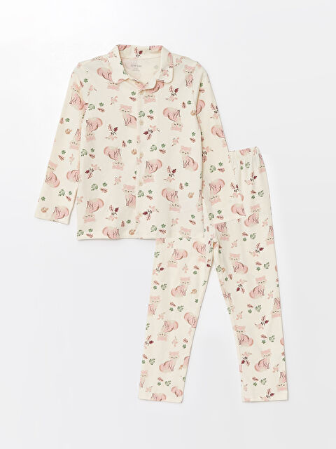 LCW baby Gömlek Yaka Uzun Kollu Kız Bebek Pijama Takımı - W4CU61Z1-LRA