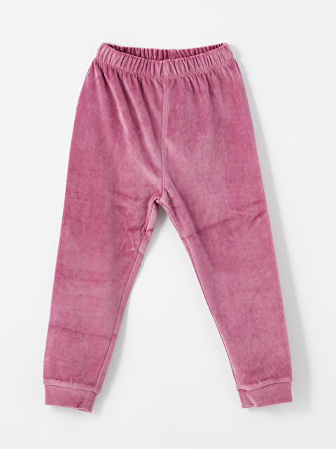 LCW baby Beli Lastikli Basic Kadife Kız Bebek Pijama Alt - W4CU74Z1-V7X