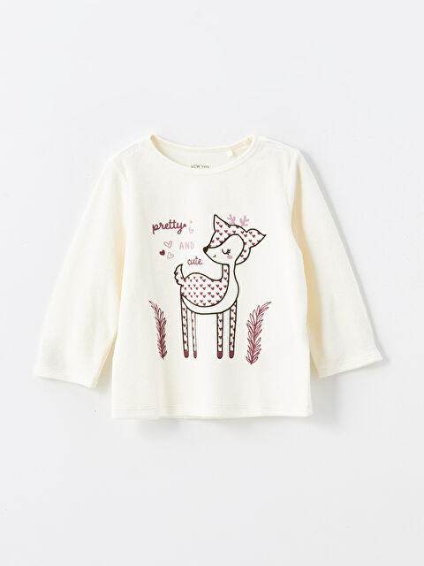 LCW baby Bisiklet Yaka Kadife Kız Bebek Pijama Üst - W4CU75Z1-FDL