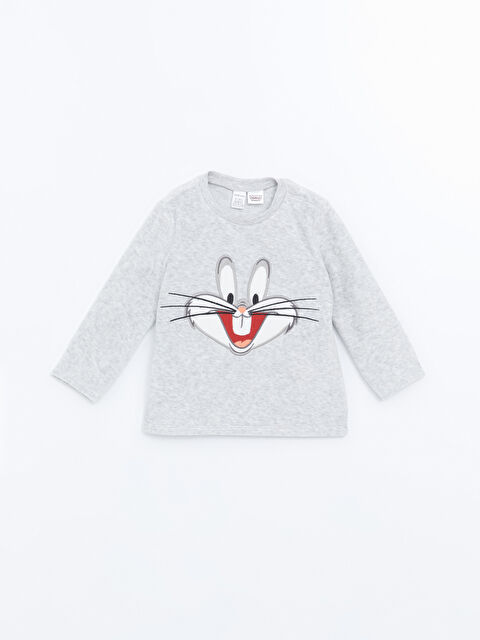 LCW Kids Bugs Bunny Baskılı Erkek Çocuk Kadife Pijama Üst - W4CU86Z1-CX8