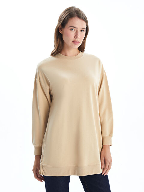 LCW Modest Kadın Bisiklet Yaka Düz Sweatshirt Tunik - W4DB92Z8-FKU