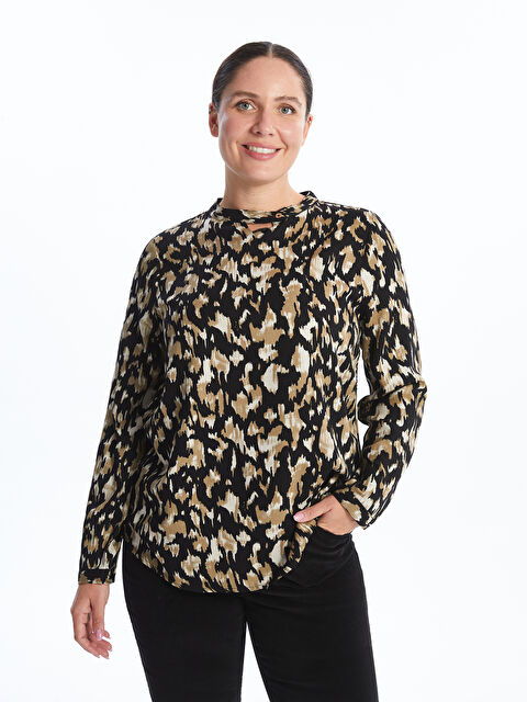 LCW Grace Bisiklet Yaka Desenli Kadın Bluz - W4DE42Z8-LQJ
