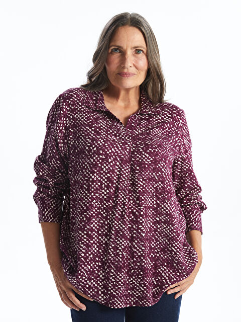 LCW Grace Gömlek Yaka Desenli Kadın Bluz - W4DE43Z8-HNV