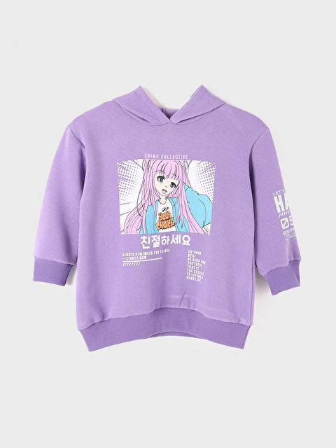 LCW Kids Hooded Girls' Thick Sweatshirt - W4DE53Z4-GPZ