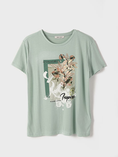 LCW Vision Crew Neck Printed Women's T-Shirt - W4DE67Z8-G4G