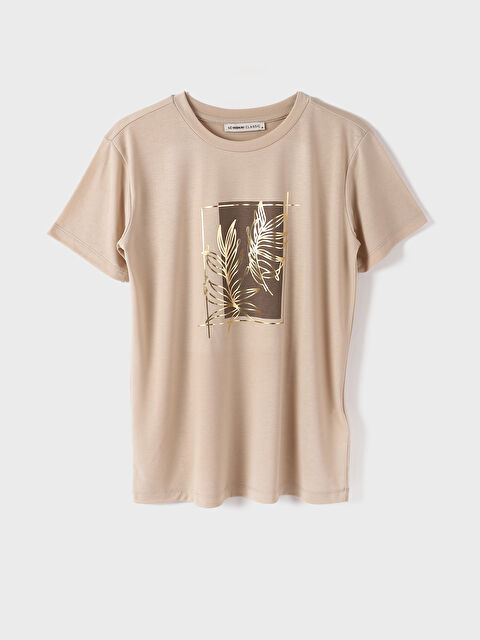 LCWAIKIKI Classic Crew Neck Printed Short Sleeve Women's T-Shirt - W4DE69Z8-R9J