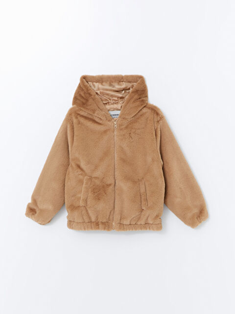 LCW Kids Kapüşonlu Kız Çocuk Suni Kürk Mont - W4DE74Z4-FPK