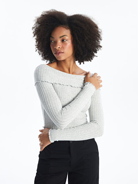 XSIDE Straplez Düz Uzun Kollu Crop Kadın Bluz - W4DE76Z8-YGE