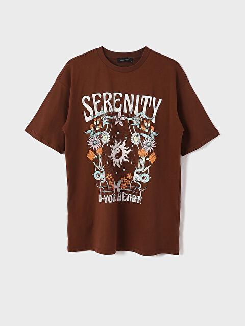 LCW Vision Crew Neck Printed Short Sleeve Women's T-Shirt - W4DF14Z8-HFD