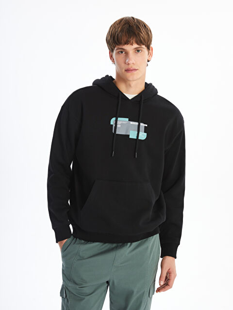 XSIDE Uzun Kollu Baskılı Erkek Kalın Hoodie - W4DF19Z8-CVL