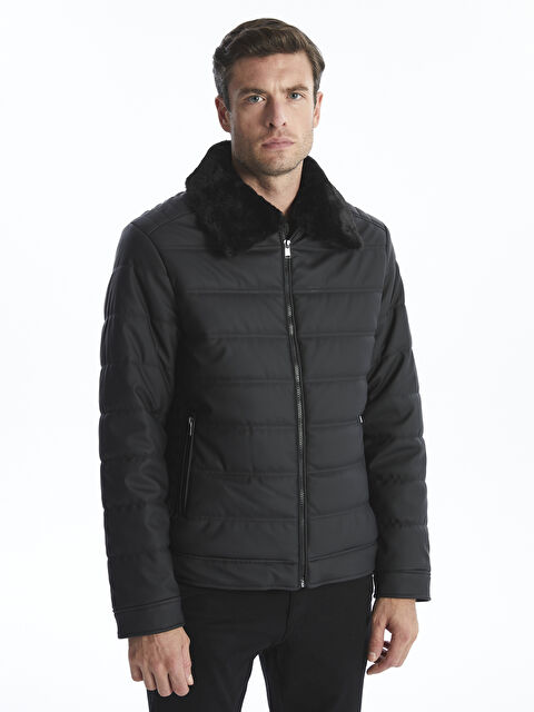 LCWAIKIKI Classic Standart Kalıp Gömlek Yaka Erkek Deri Görünümlü Mont - W4DF21Z8-CVL