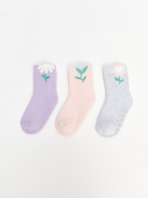 LCW baby Çiçekli Kız Bebek Soket Çorap 3'lü - W4DF77Z1-G3W