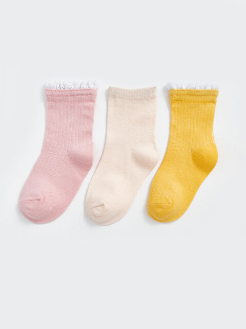 LCW baby Basic Kız Bebek Soket Çorap 3'lü - W4DG05Z1-JLY