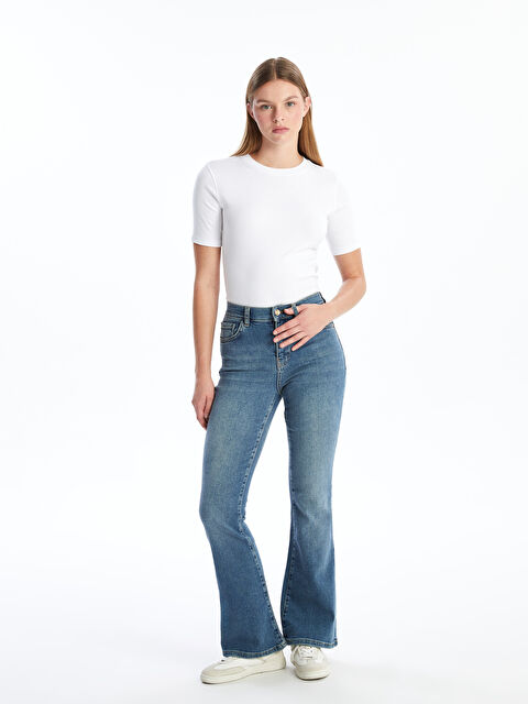 LCW Jeans Mars Flare Kadın Jean Pantolon - W4DG35Z8-JVU