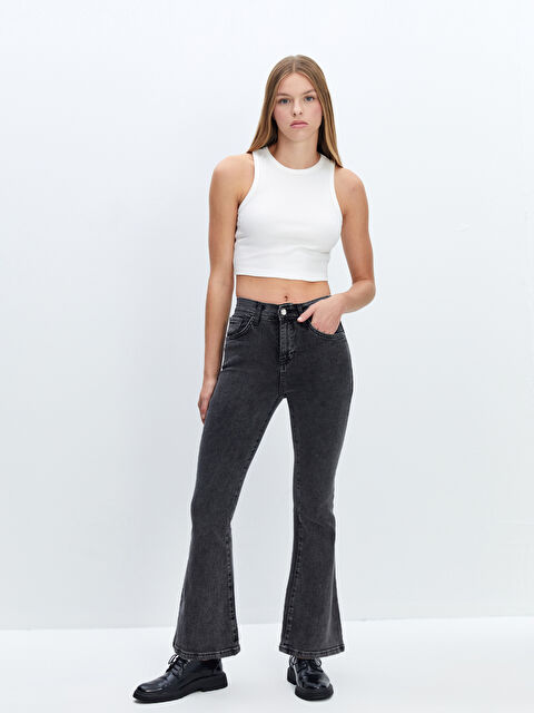 LCW Jeans Mars Flare Kadın Jean Pantolon - W4DG41Z8-GRD