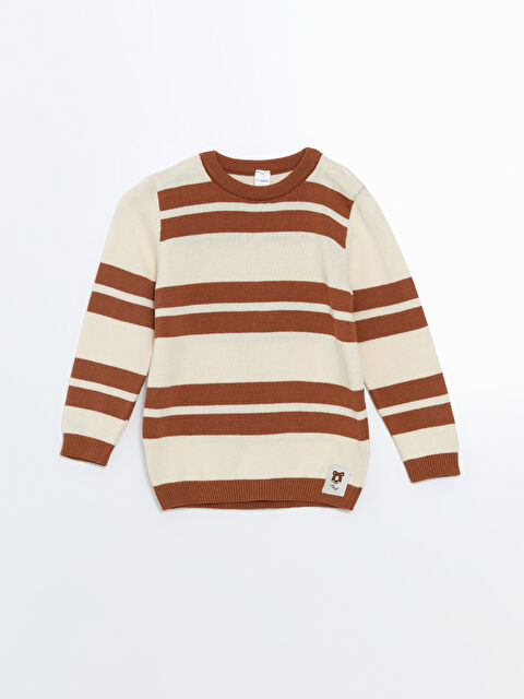 LCW Kids Bisiklet Yaka Çizgili Erkek Çocuk Triko Kazak - W4DG57Z1-LQA