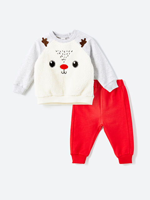 LCW baby Nakışlı Erkek Bebek Sweatshirt ve Eşofman Alt 2'li - W4DH04Z1-FDL