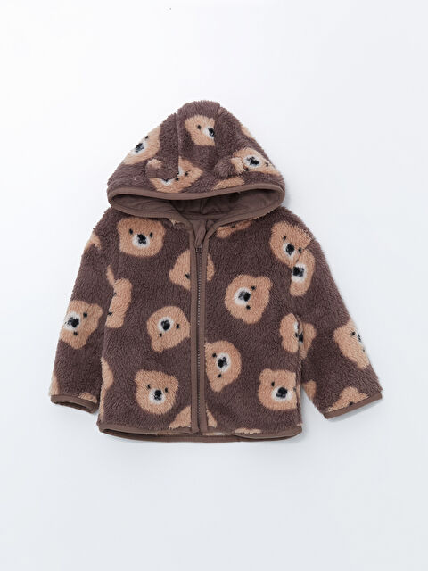 LCW baby Kapüşonlu Pelüş Erkek Bebek Hırka - W4DH80Z1-LQY