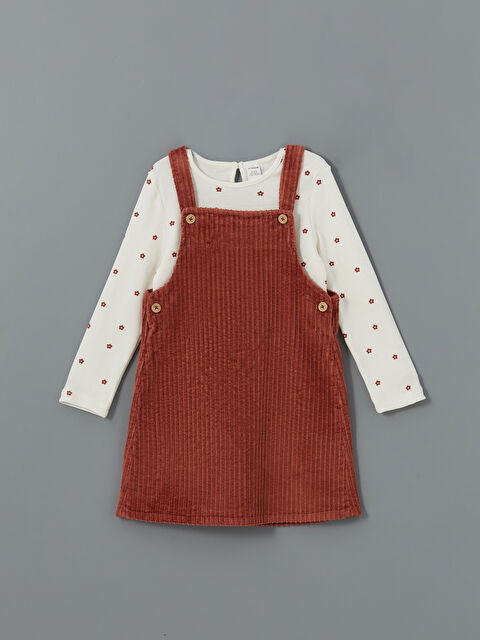 LCW Kids Kare Yaka Kadife Kız Çocuk Elbise - W4DH97Z1-H4W