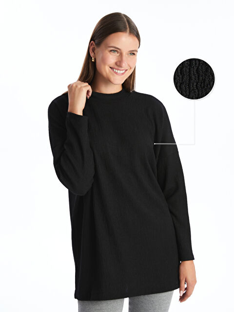 LCWAIKIKI Classic Crew Neck Textured Oversize Women's Tunic - W4DI01Z8-RQL