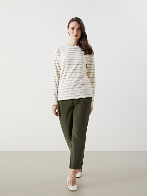 LCW Grace Beli Lastikli Kadife Kadın Pantolon - W4DK83Z8-HDQ