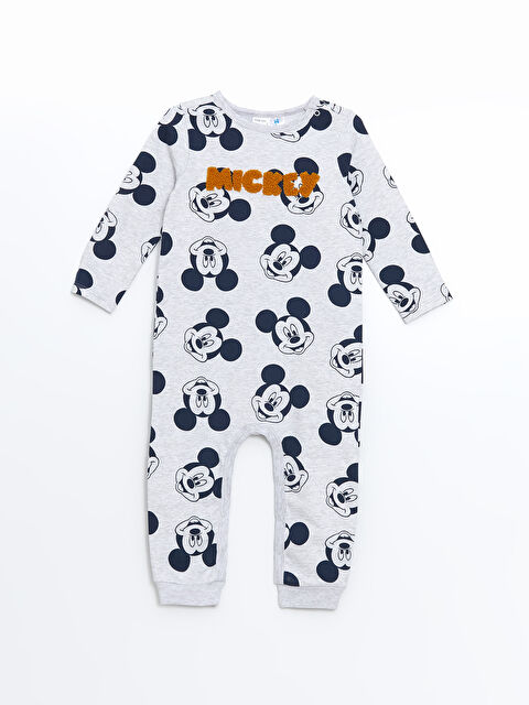 LCW baby Bisiklet Yaka Mickey Mouse Baskılı Erkek Bebek Tulum - W4DM72Z1-RTV