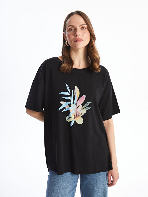 LCWAIKIKI Classic Crew Neck Printed Short Sleeve Women's T-Shirt - W4DN54Z8-CVL