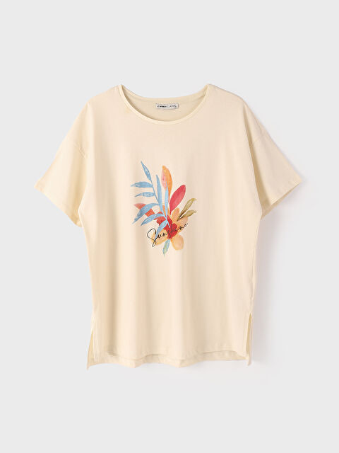 LCWAIKIKI Classic Crew Neck Printed Short Sleeve Women's T-Shirt - W4DN54Z8-R9J