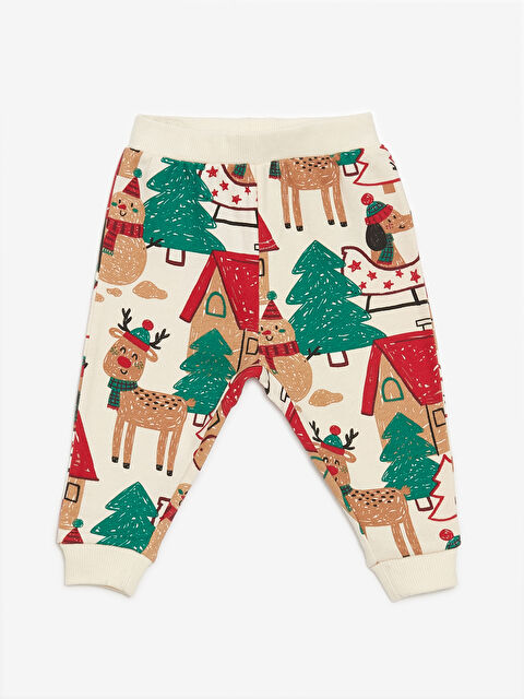 LCW baby Beli Lastikli Yılbaşı Temalı Erkek Bebek Eşofman Alt - W4DN65Z1-LRA