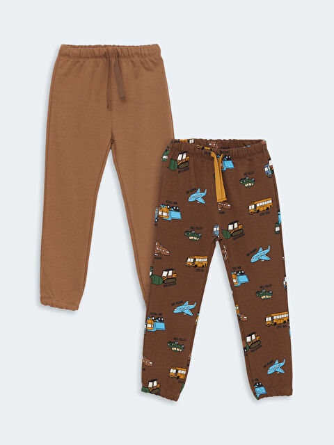 LCW Kids Beli Lastikli Kalın Baskılı Erkek Bebek Eşofman Alt 2'li - W4DO07Z1-LQX