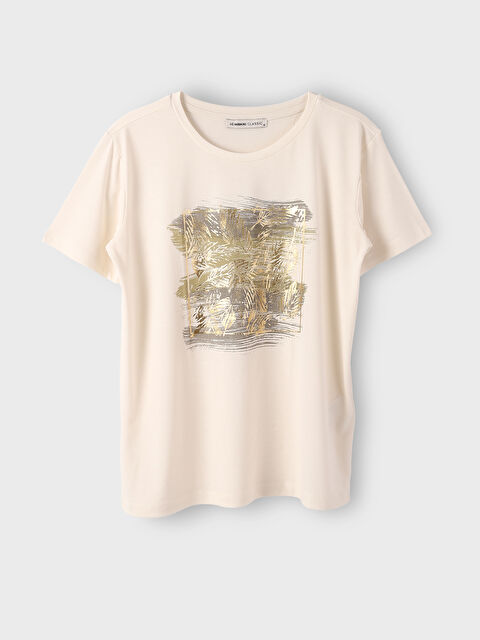 LCWAIKIKI Classic Crew Neck Printed Short Sleeve Women's T-Shirt - W4DO29Z8-FEW