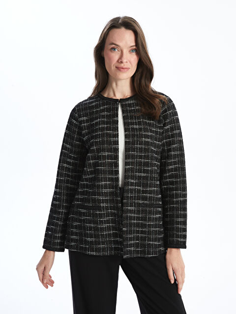 LCW Grace Bisiklet Yaka Ekose Kadın Hırka - W4DO68Z8-LKX