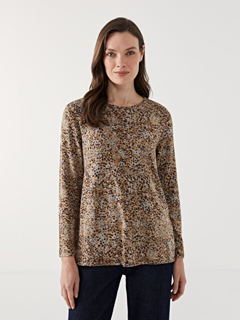 LCW Grace Bisiklet Yaka Leopar Desenli Kadın Bluz - W4DO92Z8-LQA