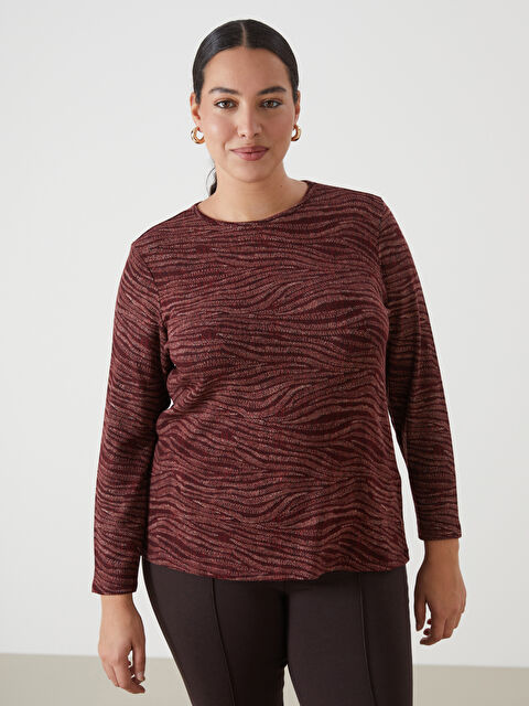 LCW Grace Bisiklet Yaka Desenli Kadın Bluz - W4DO92Z8-LQV