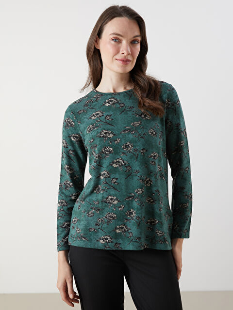 LCW Grace Bisiklet Yaka Çiçekli Kadın Bluz - W4DO92Z8-LRJ