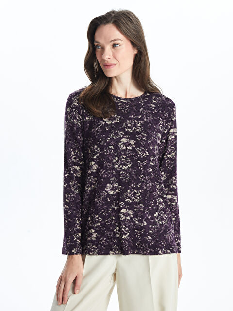 LCW Grace Bisiklet Yaka Desenli Uzun Kollu Kadın Bluz - W4DO92Z8-LTM