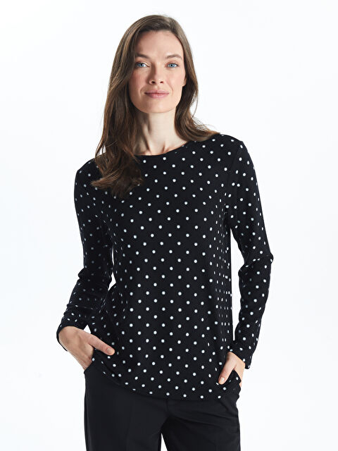 LCW Grace Bisiklet Yaka Desenli Kadın Bluz - W4DO92Z8-SW6