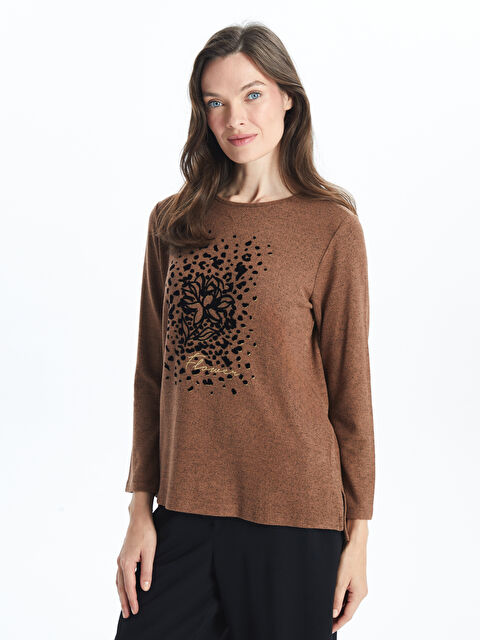 LCW Grace Bisiklet Yaka Desenli Kadın Bluz - W4DP04Z8-R1Q