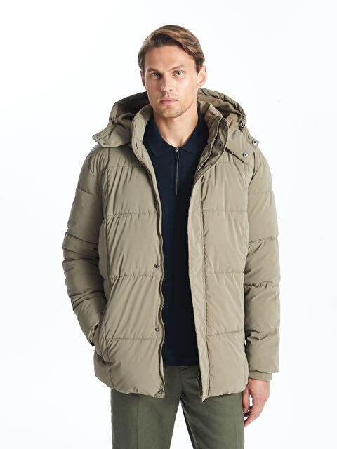 SOUTHBLUE Kapüşonlu Erkek Deri Görünümlü Kaban - W4DP18Z8-HDA