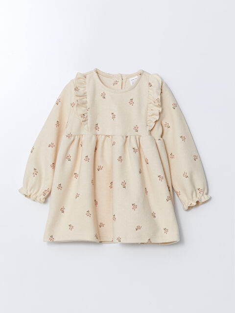 LCW baby Bisiklet Yaka Uzun Kollu Çiçekli Kız Bebek Elbise - W4DP60Z1-LRB