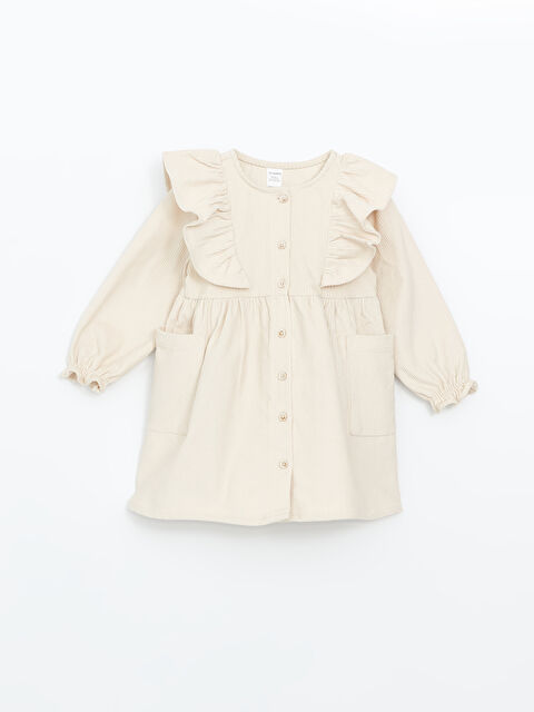 LCW Kids Bisiklet Yaka Kadife Kız Çocuk Elbise - W4DR73Z1-R9J