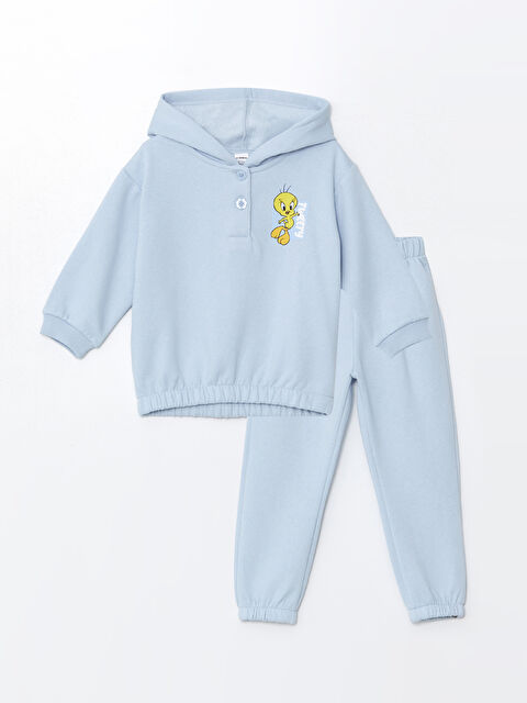 LCW Kids Tweety Printed Girls Sweatshirt and Sweatpants 2 Pack Set - W4DR94Z1-G0K