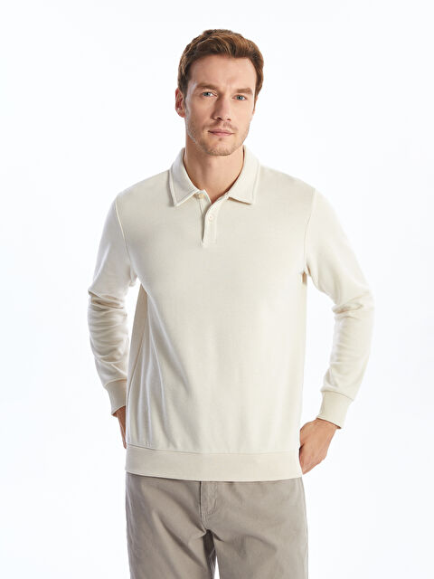 LCWAIKIKI Classic Polo Yaka Uzun Kollu Erkek Sweatshirt - W4DS27Z8-YK6