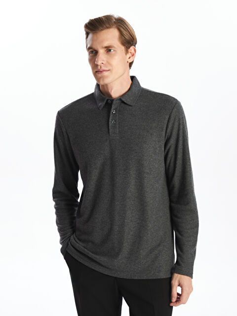 LCWAIKIKI Classic Polo Yaka Uzun Kollu Erkek Sweatshirt - W4DS30Z8-E4Y