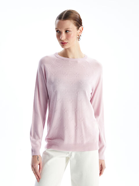 LCWAIKIKI Basic Bisiklet Yaka Düz Uzun Kollu Kadın Triko Kazak - W4DT10Z8-FXK