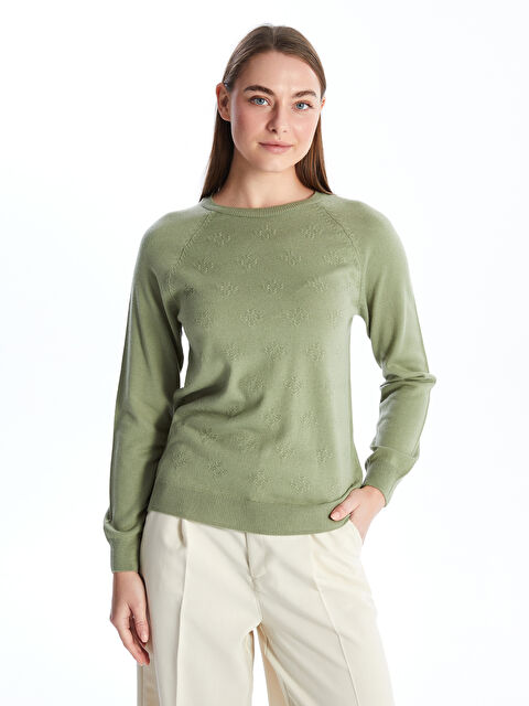 LCWAIKIKI Basic Bisiklet Yaka Düz Uzun Kollu Kadın Triko Kazak - W4DT10Z8-GUY